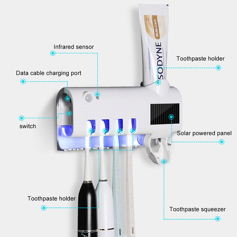Intelligent UV Toothbrush Sterilizer Automatic Toothpaste Squeezer Too ...